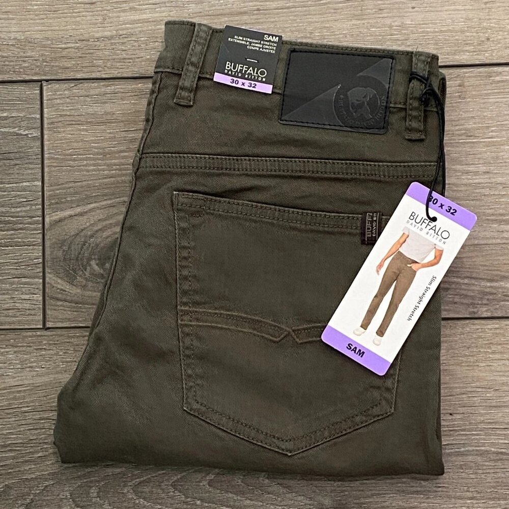 Buffalo David Bitton SAM Jeans Mens 30 x 32 Brown Denim Slim Fit Straight